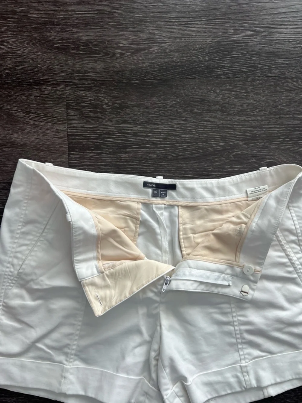 Vince White High-Waisted Tailored Shorts
